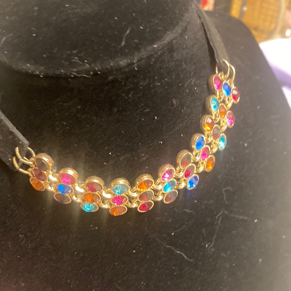 Rainbow Rhinestone Choker